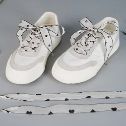 1 pair White Black Bow Lace Shoelaces Trend Sports Casual Sneaker Casual Canvas Organza Shoes Laces Accessorices 