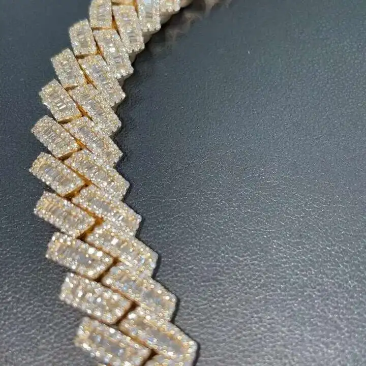

14mm Fashion Customize Handmade Hiphop Buss Down Iced Out Vvs Moissanite Diamond Cuban Chain Necklace for Men Women Fine Jewelry