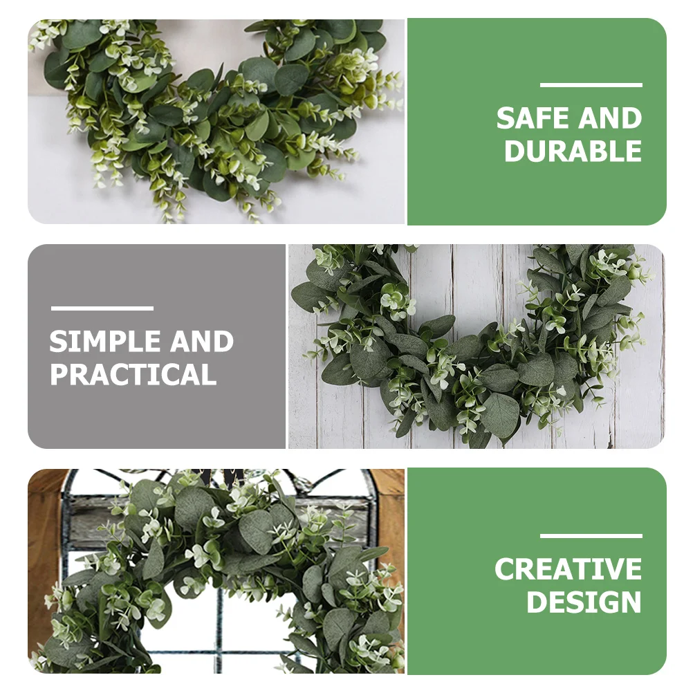

Eucalyptus Leaves Green Wreath Long Service Life Realistic Design Natural Fresh Decor Artificial Green Wreath