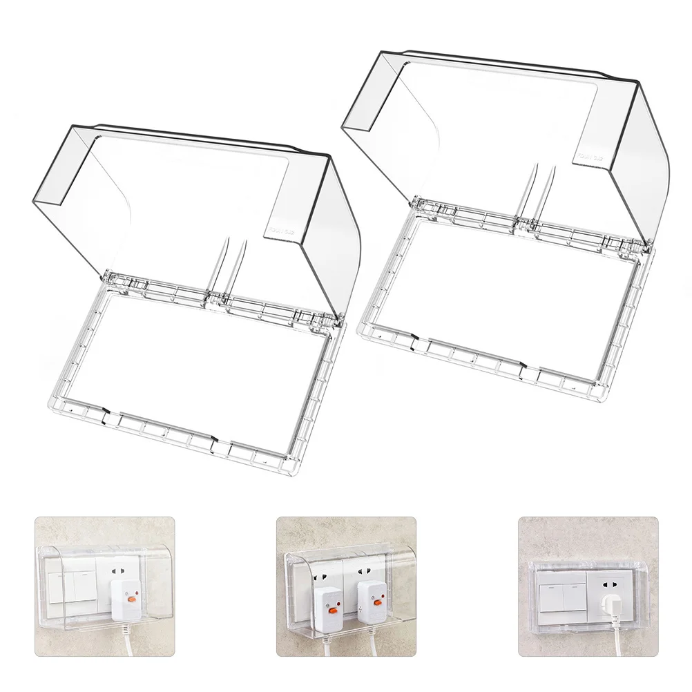

2pcs Waterproof Socket Box Splash-Proof Dust-Proof Switch Cover For Two-Position Outlet Material Protects Electrical Devices