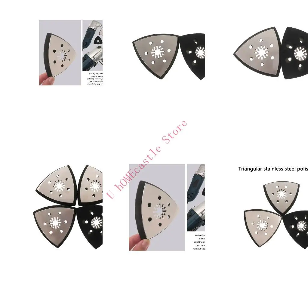 63HF 93mm Triangular Sanding Pad 6 Hole Metal Base Adhesive Backing For Precise Grinding And Polishing Enhancing Durability