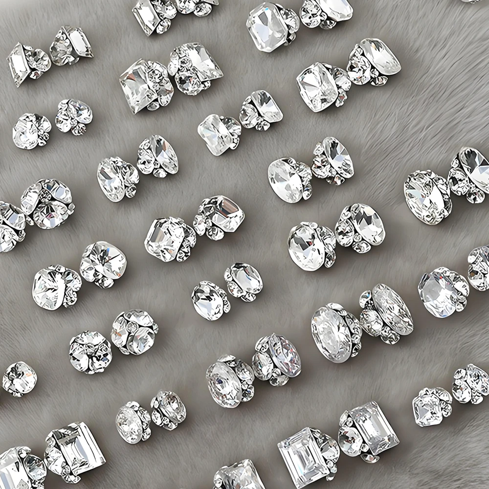 5PC 3D Nail Art Stacked Crystal Rhinestones Gem Stone Diamond Pile Studded Without A Base For Manicure Nails Decoration Supplies