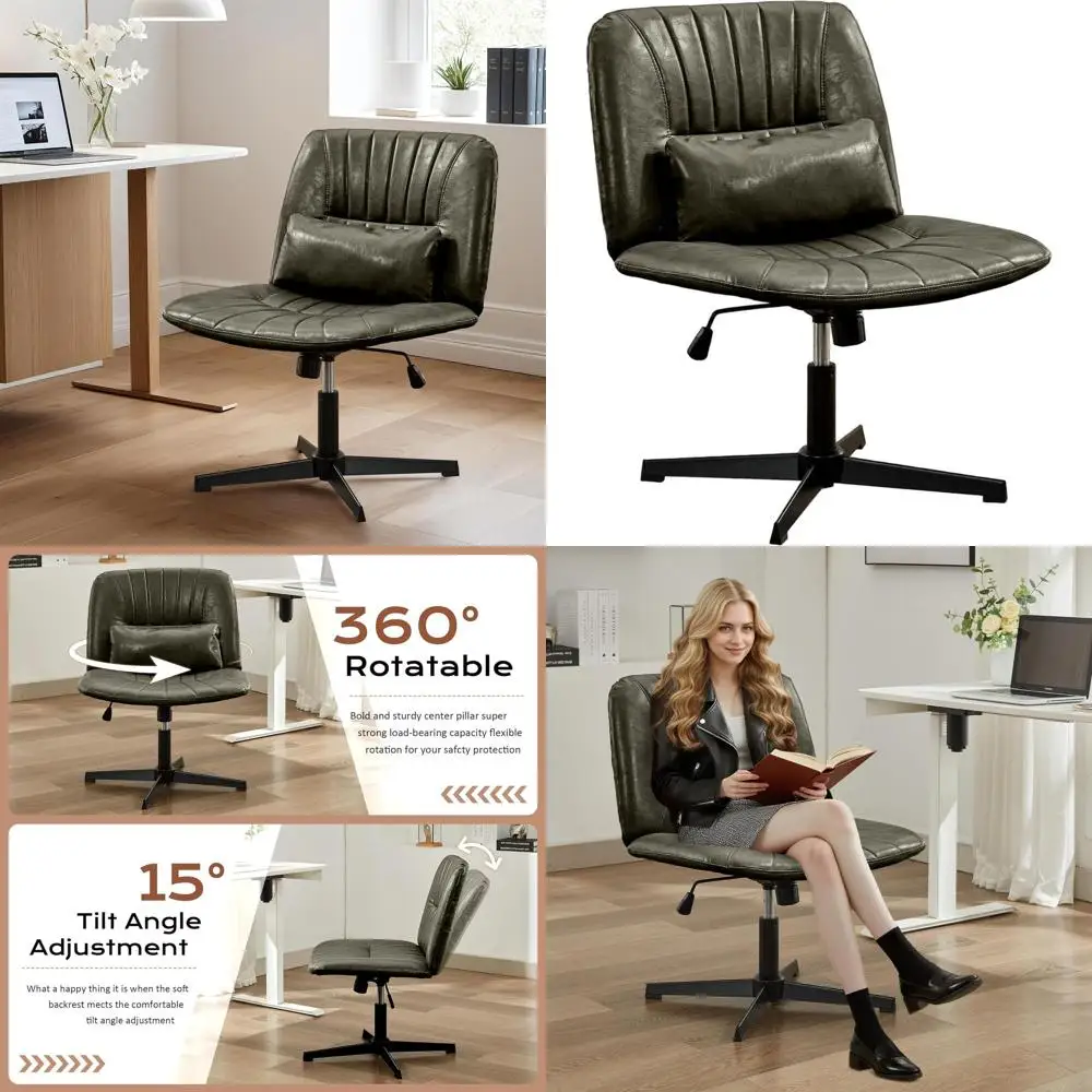 

Регулируемый по высоте стул без подлокотников, с сиденьем на перекрестных ножках, для домашнего офиса или спальни (зеленый)