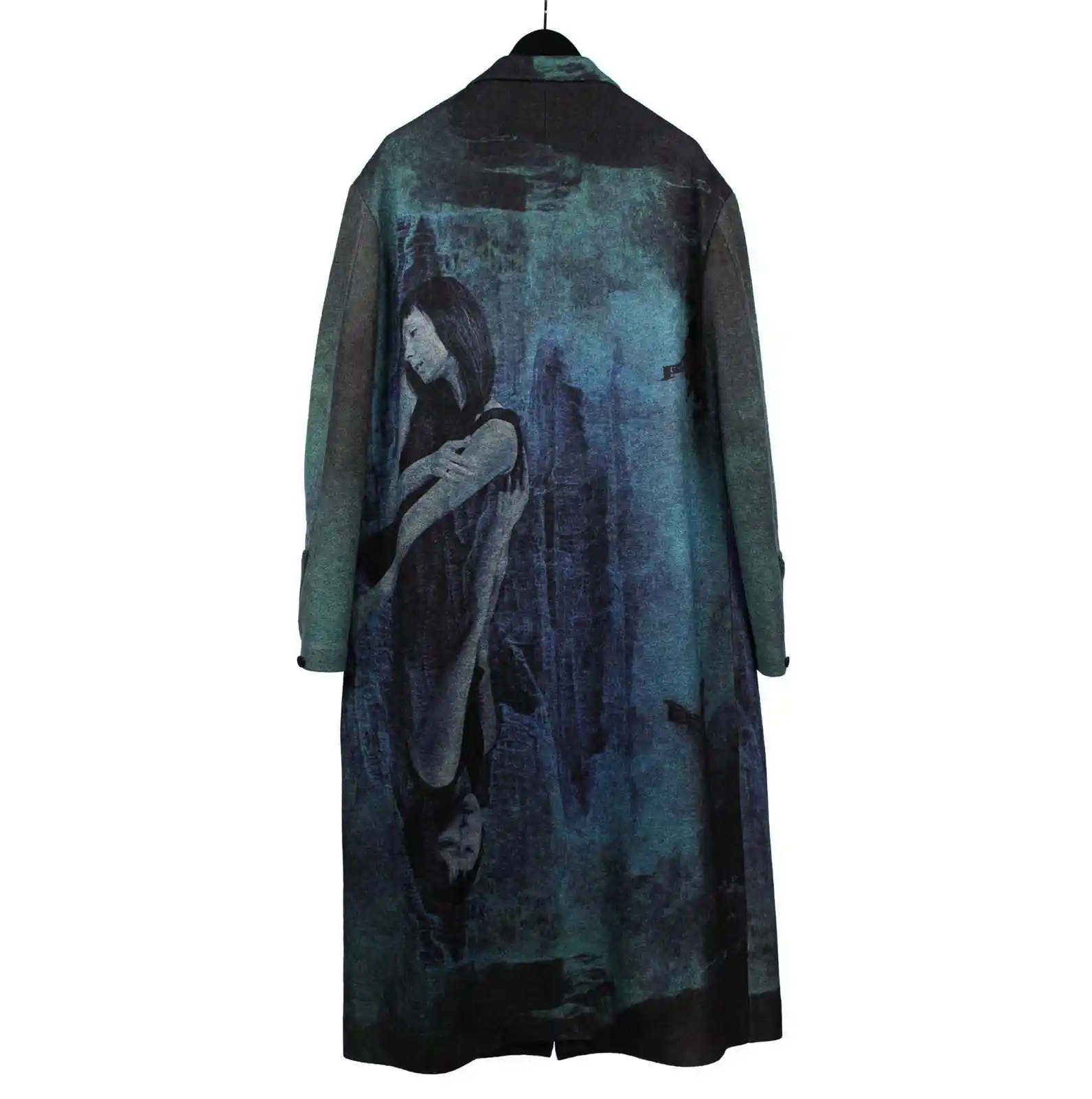 35/5000 TOP-YAMAMOTO Japanese Mid-Length Woolen Overcoat, Men's Trendy Brand, Loose-Fitting Suit Collar