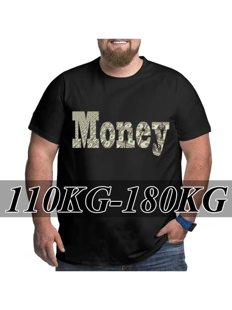 Męskie koszulki letnie plus size z krótkim rękawem, bawełniane, codzienne, z nadrukiem, od 110 do 180 kg, odzież sportowa, moda męska, rozmiary do 7XL — zdjęcie 2