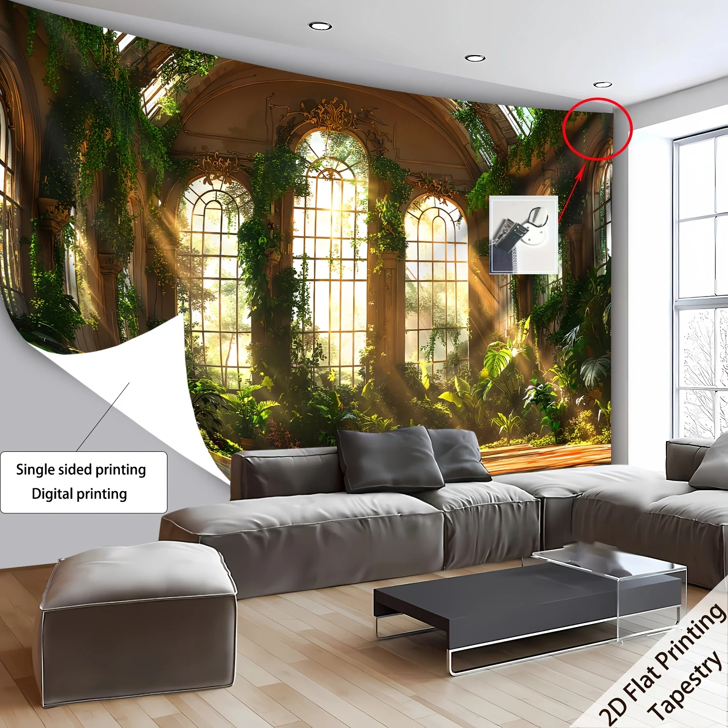 Aesthetic Tropical Jungle Tapestry Digital Print Botanical Greenery Wall Art Decor Bohemian Boho Living Room Background Curtain