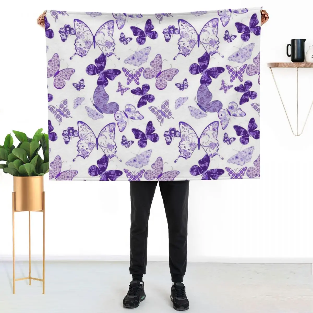Beautiful Purple Butterflies A Throw Blanket anime Hairy wednesday Sleeping Bag Cute Thins Blankets
