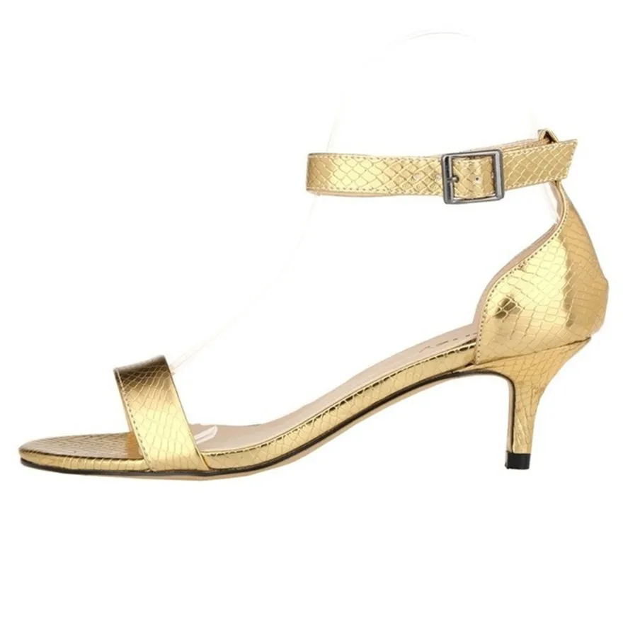 Sexy Small Crocodile Pattern Women Sandals Summer Open Toe High Heels 6cm Lady Work Shoes Fashion Buckle Party Dress Pumps Woman image 3