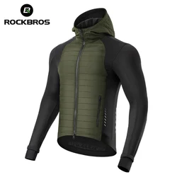 ROCKBROS Giacca da ciclismo invernale Giacca termica antivento con cappuccio Cappotto in pile caldo Maglia da ciclismo da uomo Attrezzatura sportiva per bici da esterno