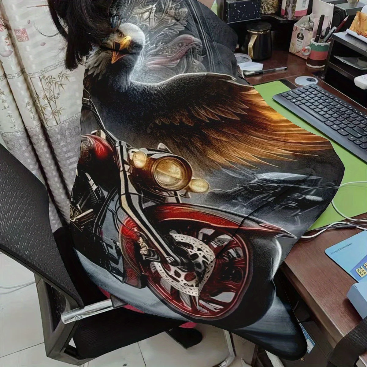 Customize Motorcycle Eagle Digital Print Flannel Nap Blanket, Small Throw Sofa Camping Bedding Blanke