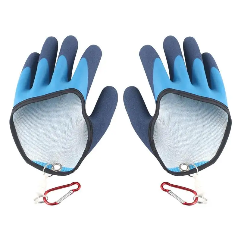 Fishing Catching Gloves Non-slip Fishing Gloves With Magnet Carabiner Release Hooks Waterproof Anti-stab Gloves For Winter