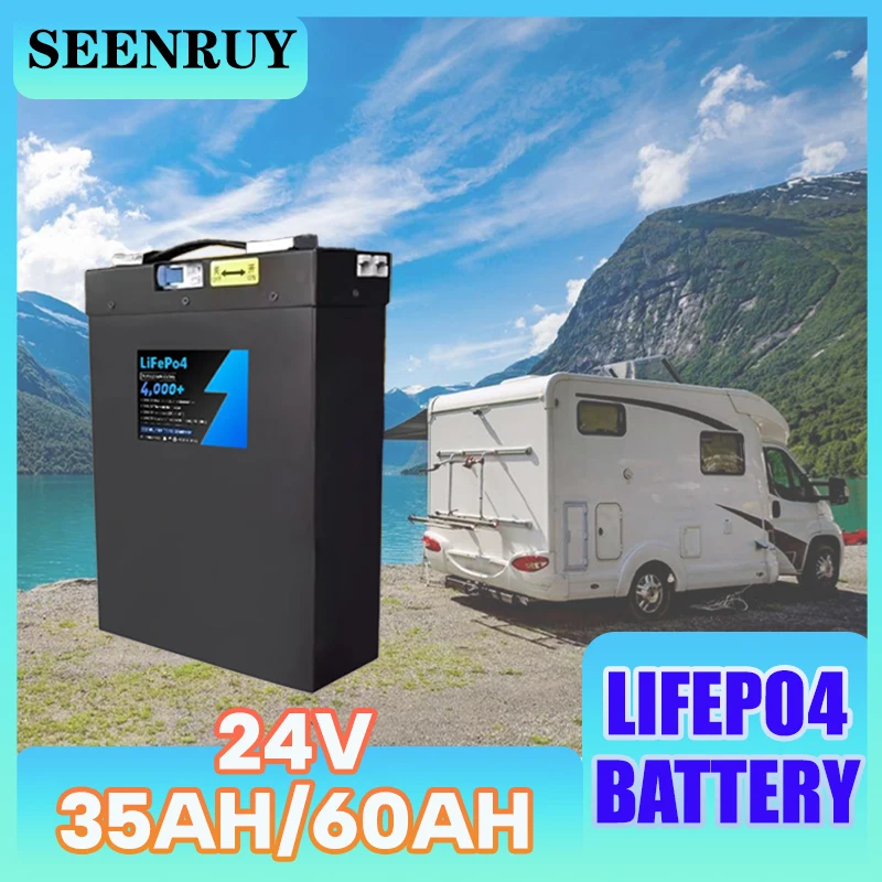 24V 35AH 60AH LIFEPO4 Battery with switch and smart BMS perfect for RV Food Truck  Forklift Electric Wheelchair