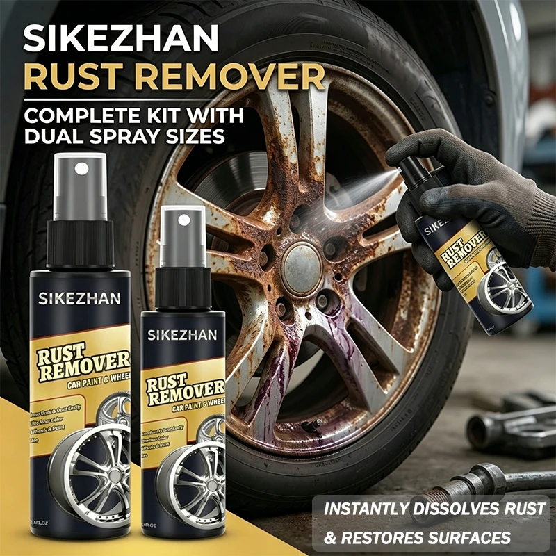 Powerful Car Rust Remover Spray Instant Iron Dissolver Restores Paint Gloss for Wheels Rims Maintenance SIKEZHAN 100ml