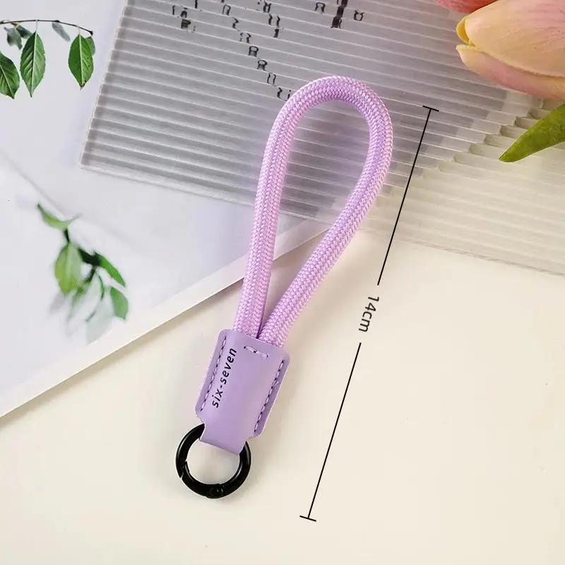 Buntes Nylon-Handgelenk-Schlüsselband mit Mini-PU-Leder-Schlüsselanhänger, tragbarer Handgelenkriemen für Schlüssel, Taschen und Anhänger-Dekoration – Detail 4