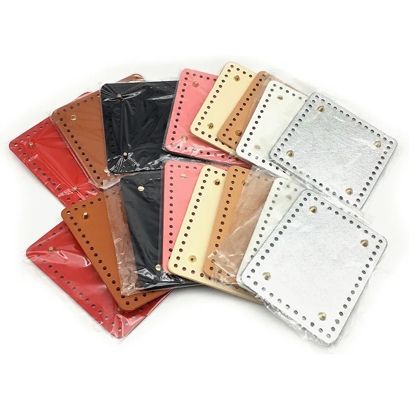 15x15/13x18 Handmade Bottom PU Leather Women Purse Wear-Resistant Rectangle Accessories Parts For Handbag Knitting Bag Bottom