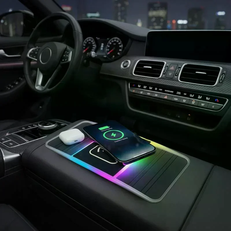 Car Wireless Charging Pad 20W Fast Charger NonSlip Dashboard Mat for iPhone Samsung Mobile Modification