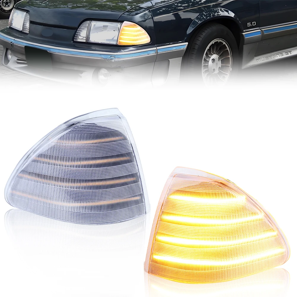 

2 шт. передних угловых габаритных фонарей с LED-подсветкой для Ford Mustang 1987-1993 годов выпуска
