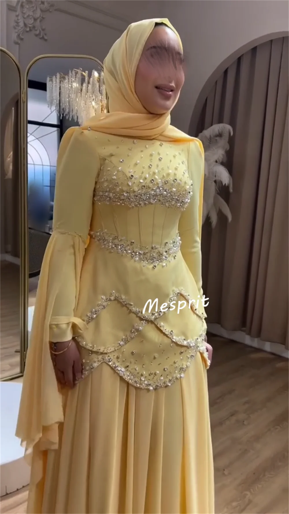 Customized Jersey Rhinestone Beading High Collar Long Dresses Bespoke Occasion Women Evening Elegant Party Wedding Sparkle