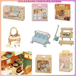 Sylvanian Families Anime Girl Figures Kindergarten Series Happy Primary School Rainbow Castle School Bus Tree Cabin Kids Toy