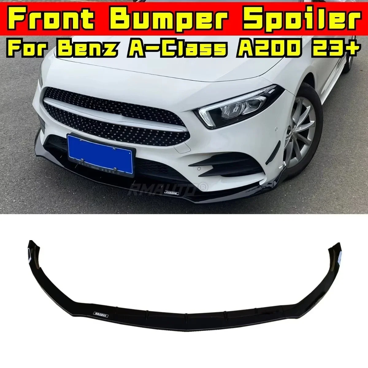 

3PCS For Mercedes Benz A-Class A200 2023+ Car Front Bumper Lip Splitter Diffuser Body Kit 3PCS Bumper Guard Protector Cover