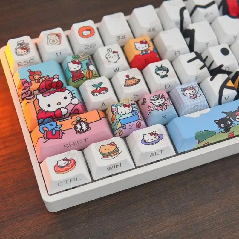 

Sanrios Hello Kittys Key Caps Cartoon Pbt Mechanical Keyboard Keycaps Cute Accessories Copy Keycaps High-Appearance Girl Gift