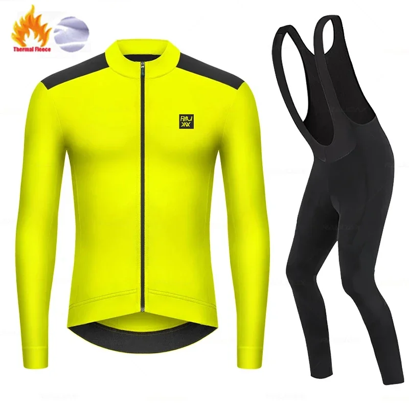 Thermal Fleece Cycling Jersey for Men, Mtb Clothing, Blouse, Uniform, Bicycle Clothes, Complete Bib, Winter, 2025