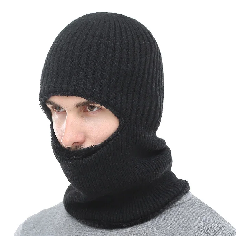 Fleece-Lined Knit Beanie Hat with Earflaps Street Style Cap for Outdoor Cycling, Warm Hat