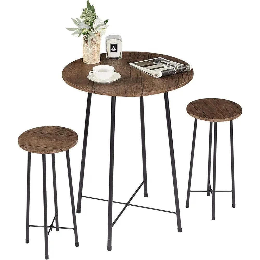 

3 Piece Pub Table and Chairs Sets Counter Height Bistro Bar Sets with 2 Barstools or Kitchen Breakast Nook, Small Space, Aparent