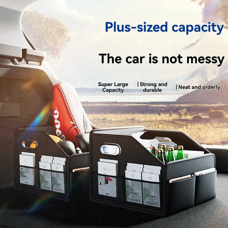Premium Leder Faltbarer Kofferraum-Organizer Wasserdichte Universelle Aufbewahrungsbox für SUVs Limousinen Trucks 22,5L Kapazität – Detail 4