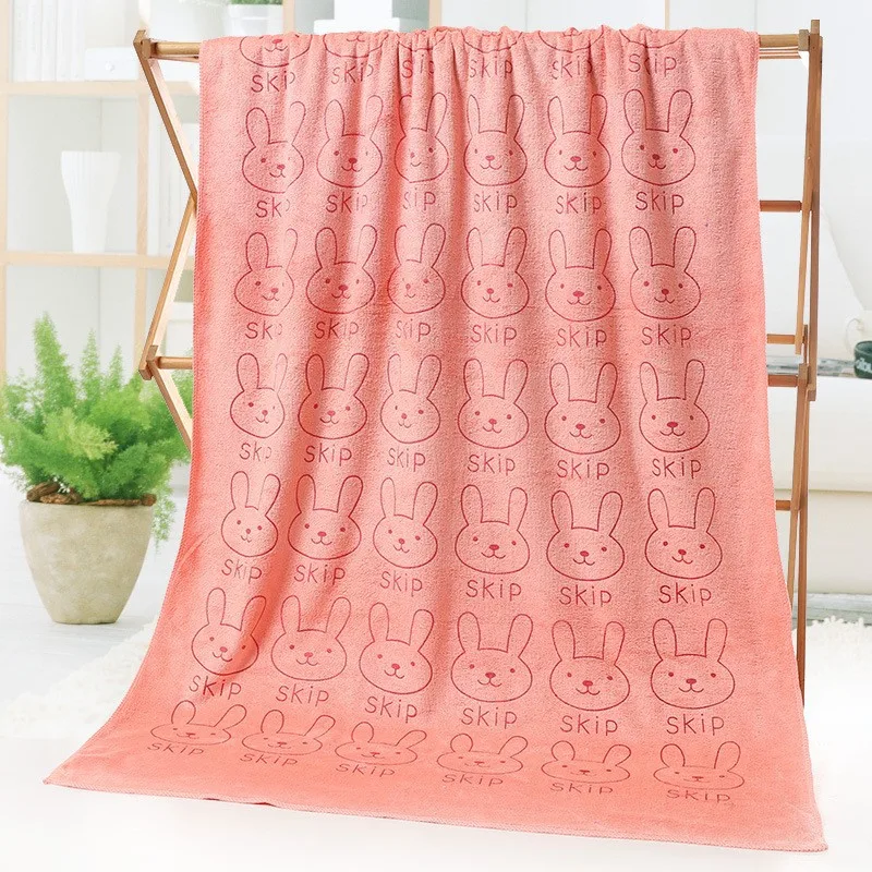 Toalla de baño de playa de gimnasio 100% algodón transpirable con estampado de hueso de dibujos animados absorbente suave de fibra ultrafina