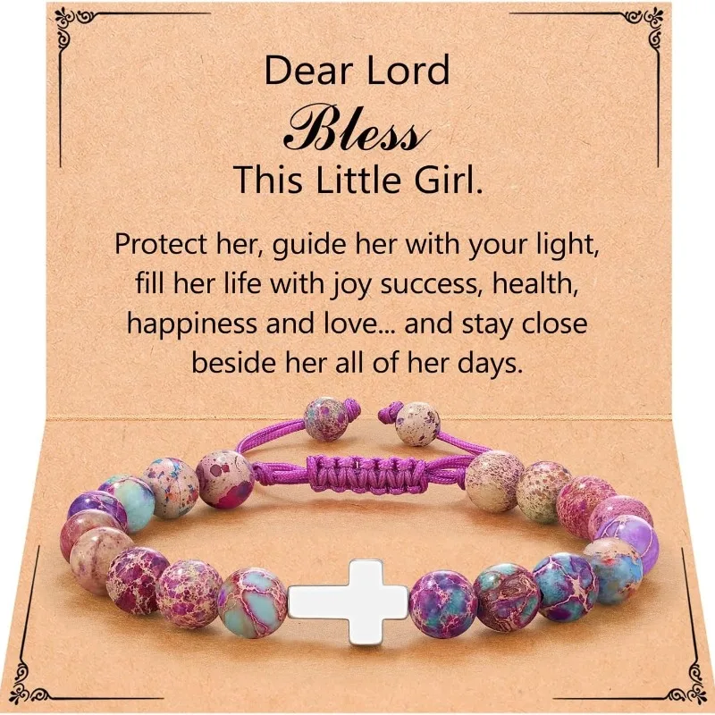 Pulsera con Cruz para Mujeres y Niñas, Regalos para Bautizo, Comunión, Confirmación, Regalos de Graduación para Jardín de Niños/Preescolar/5.º Grado/8.º Grado