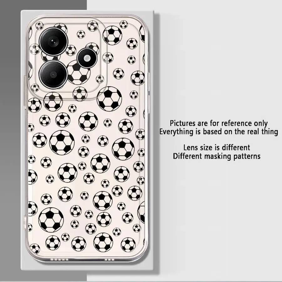 Black White Football Print Case for Xiaomi Redmi Note 14 Pro Plus 11 9 10 A4 12S Note 13 11S 13C 14C 10S 12 Soft Phone Cover view 4