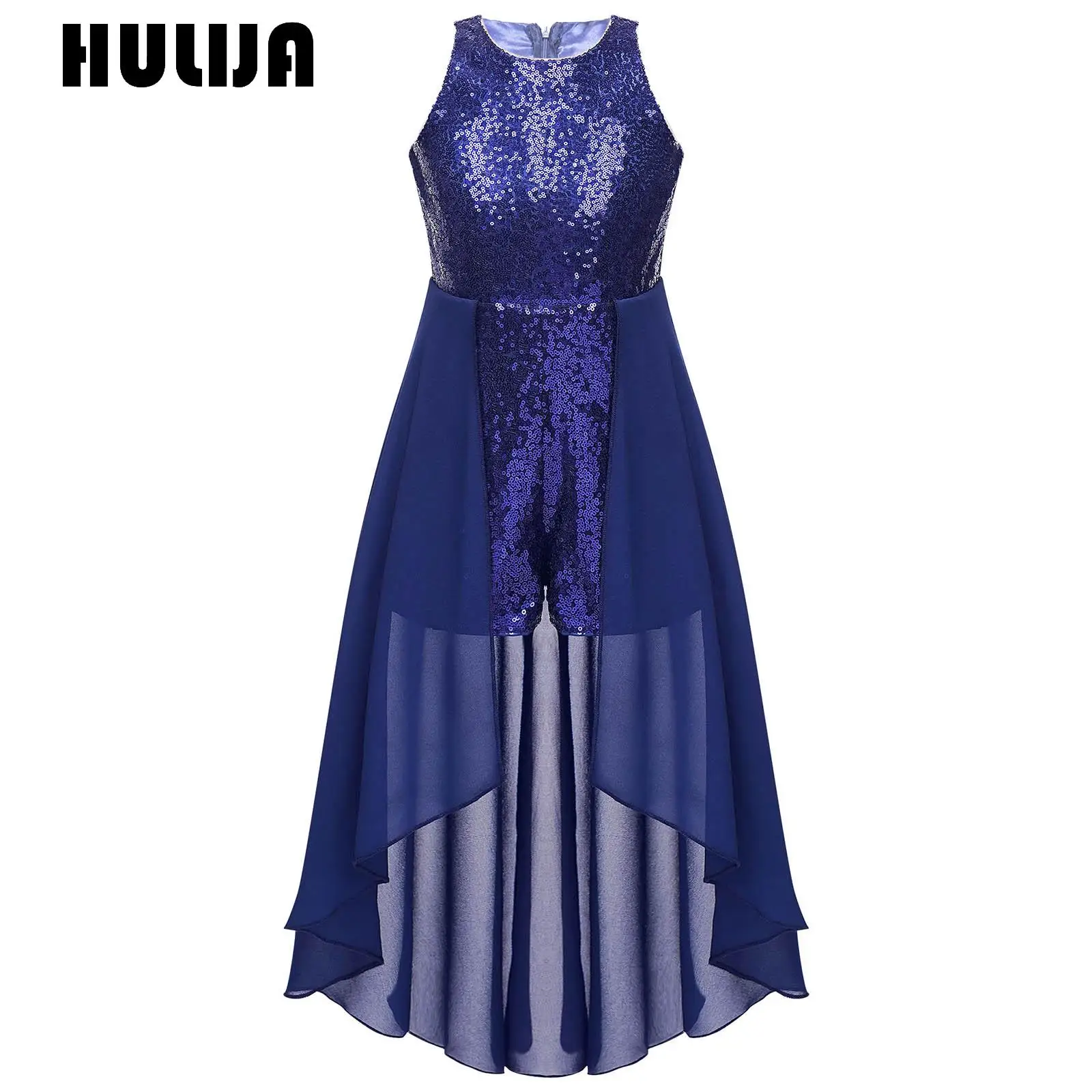 

Детское шифоновое платье для выпускного вечера с разрезом для девочек, блестящий комбинезон с пайетками, комбинезон, платье, торжественное платье макси для свадьбы, выпускного вечера, дня рождения