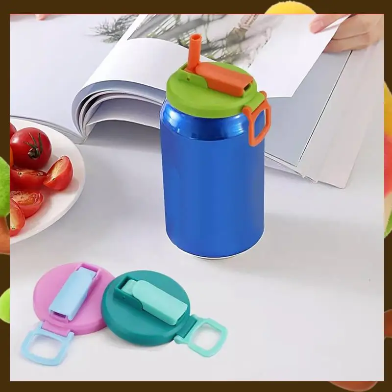 

4PCS Soda Can Lids, Replacement Splash Proof Can Covers With Straws Cup For Juice Beverage, Bottle Accessories-Retail