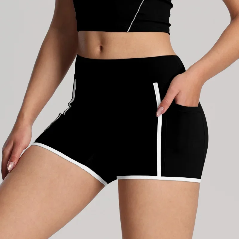 Pantaloncini da yoga da palestra da donna Leggings da allenamento fitness da corsa ad asciugatura rapida Leggings sportivi senza cuciture Pantaloncini da allenamento traspiranti da donna