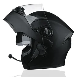 Motorcycle Helmet With Headset Modular Flip-Up Motorbike Helmets DOT(XXL)