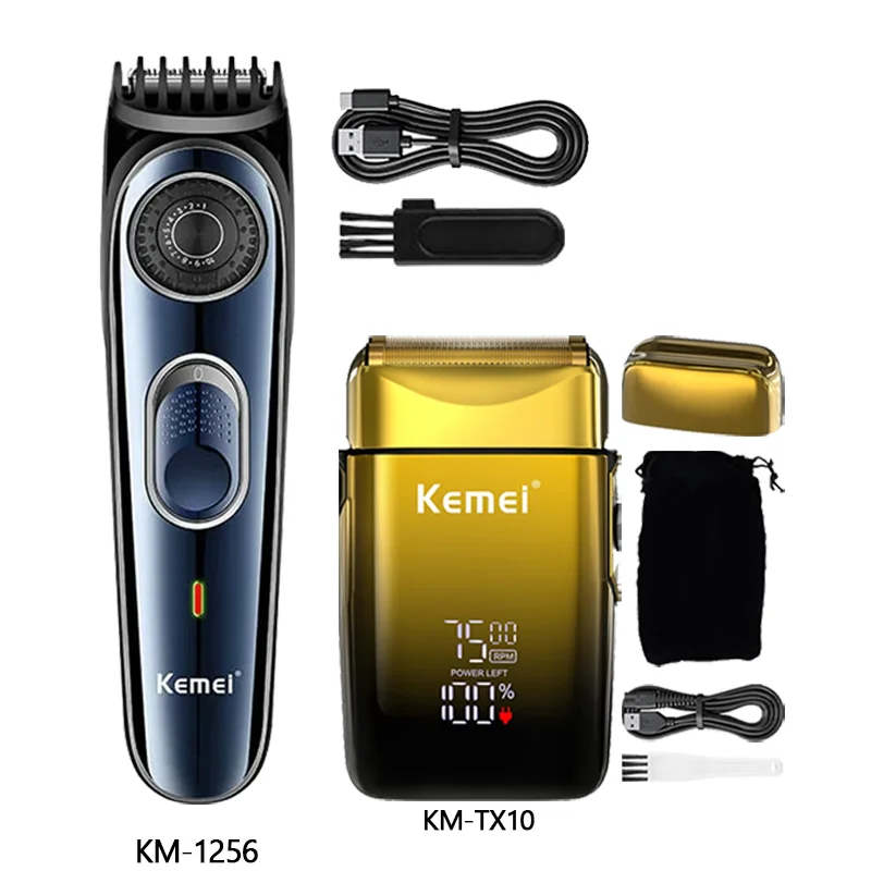 Kemei Hair Clipper Km-2296 Km-1256 Km-TX10 Barber Blading Hair Cutting Machine Clipper Grooming Cordless Rechargeable Shaver