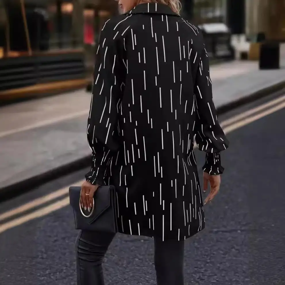 Gestreepte lange Sve-trui voor dames irt Princ Sle polyestervezel Faionable comfortabele lente seizoenstop