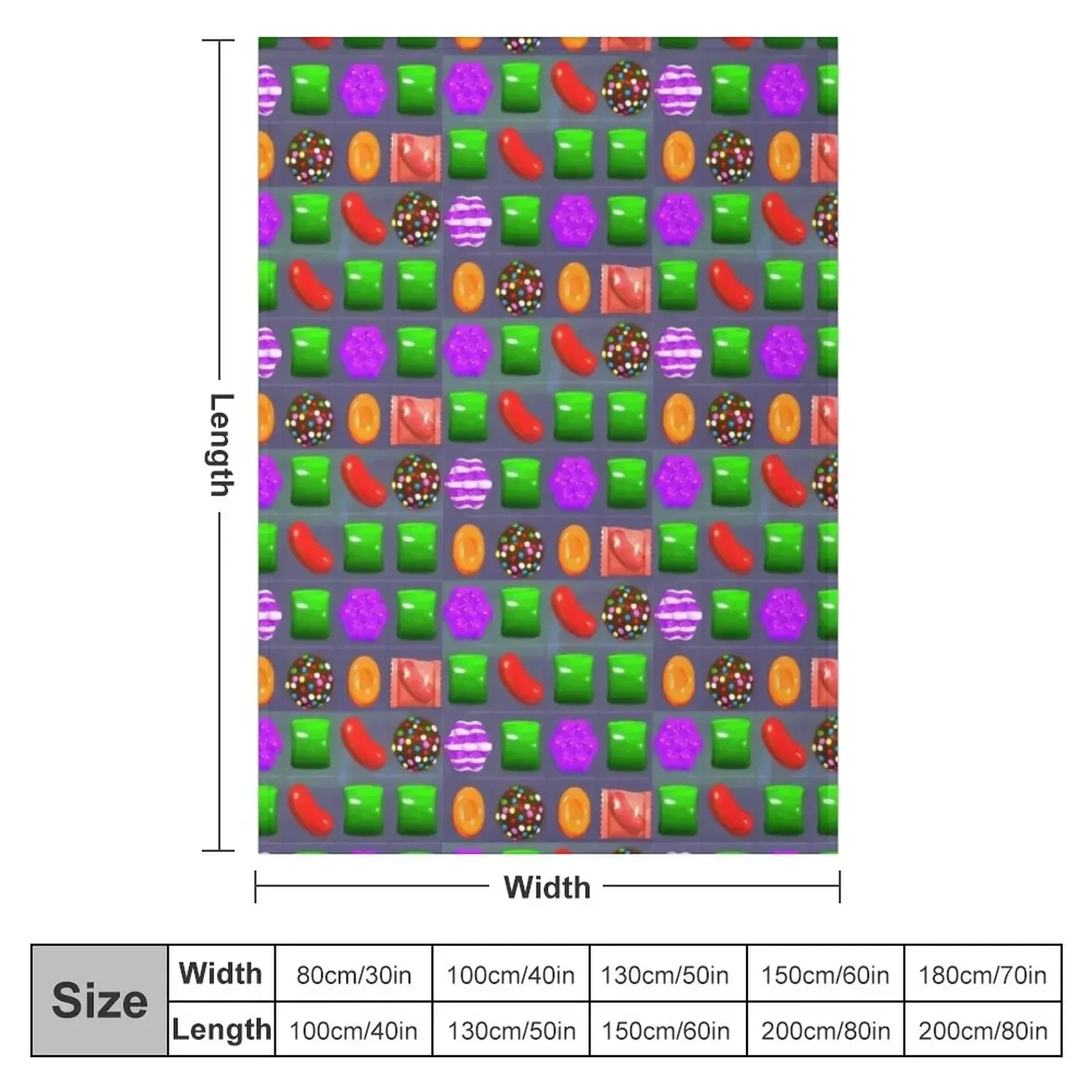 Candy Combo Candy Crush Throw Blanket couch cozy soft plush fuzzy picnic outdoor blanket