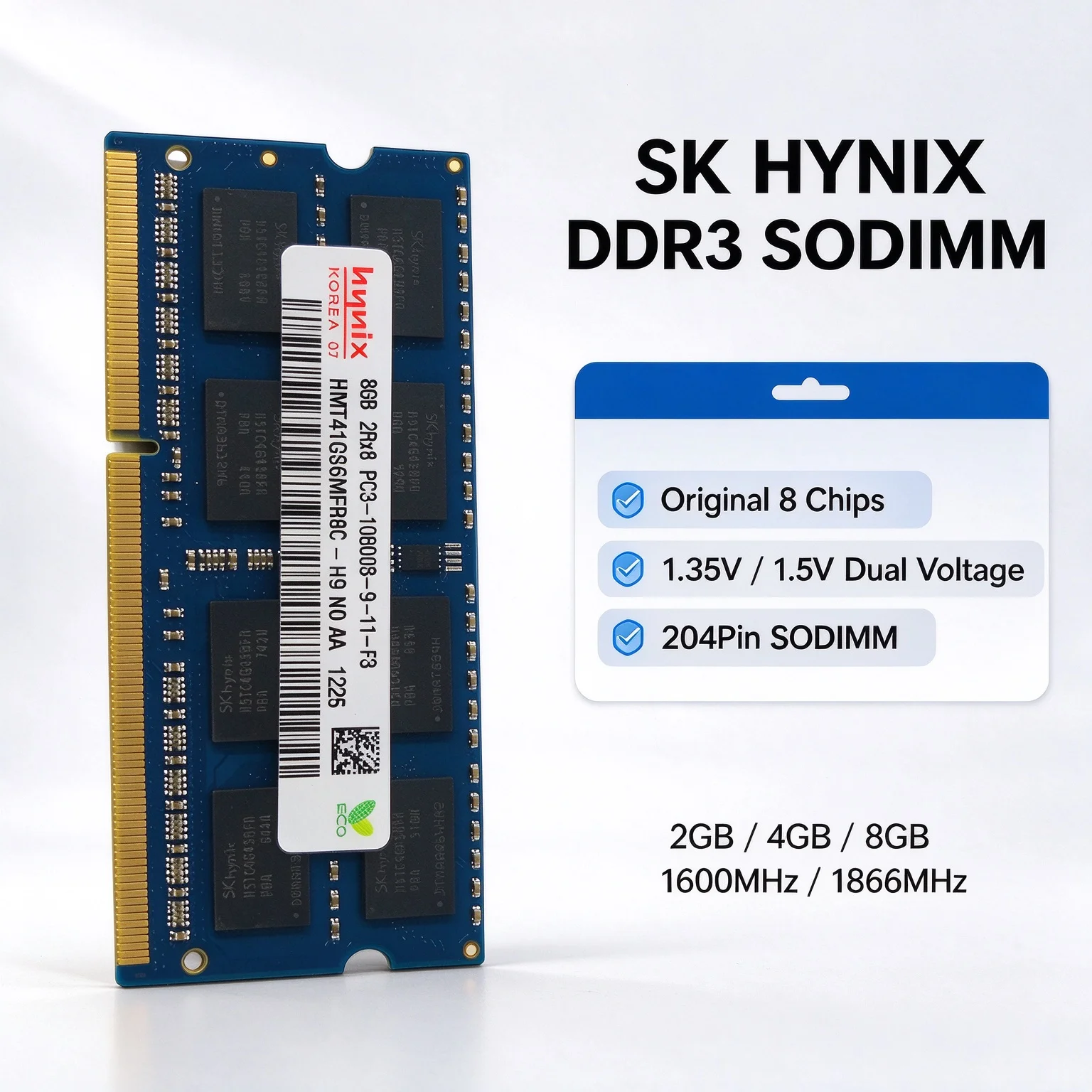 SX Hynix DDR3 DDR3L SO-DIMM Laptop Memory Module 4GB 8GB 2Rx8 1333MHz 1600MHz 1866MHz 204-pin Non-ECC Unbuffered 1.3V 1.5V