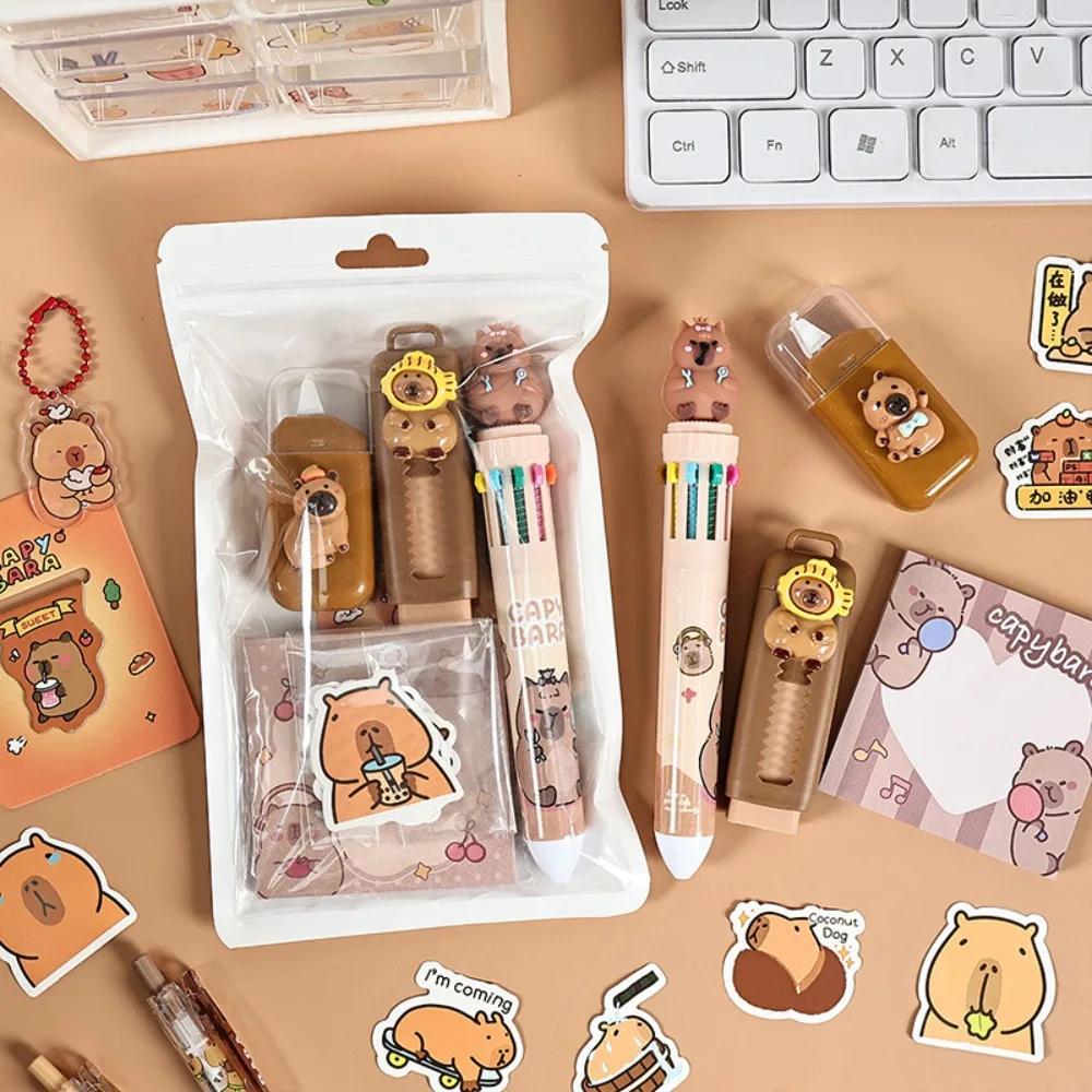 

Cute Capybara Stationery Set Creative Style Back To School Correction Tape Multi-functional Student Gift Note Pad School Office
