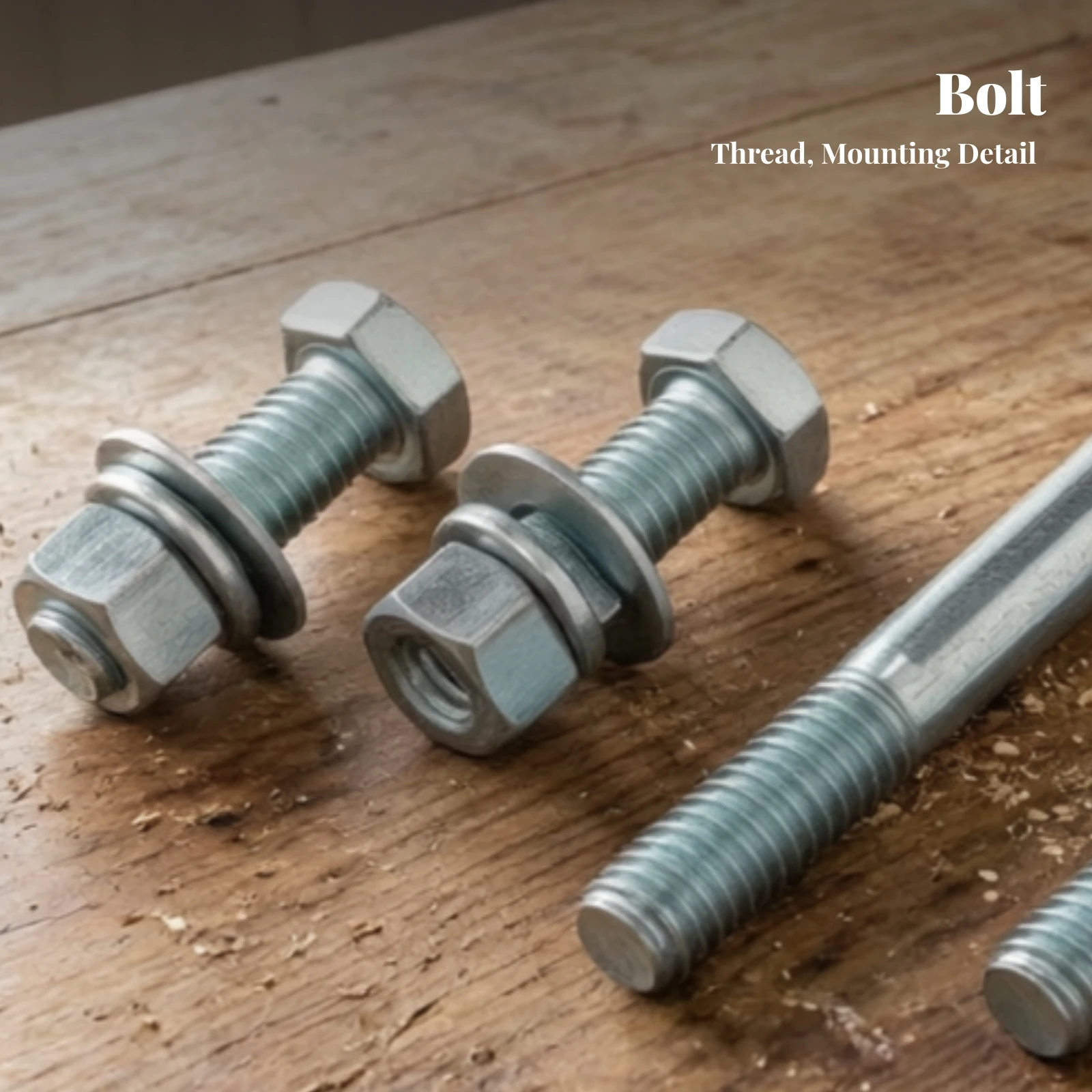 4 Pieces Hex-Head Bolts with Nuts and Washers Sturdy Hex Head Bolts with Nuts and Washers Fasteners Silver for DIYers