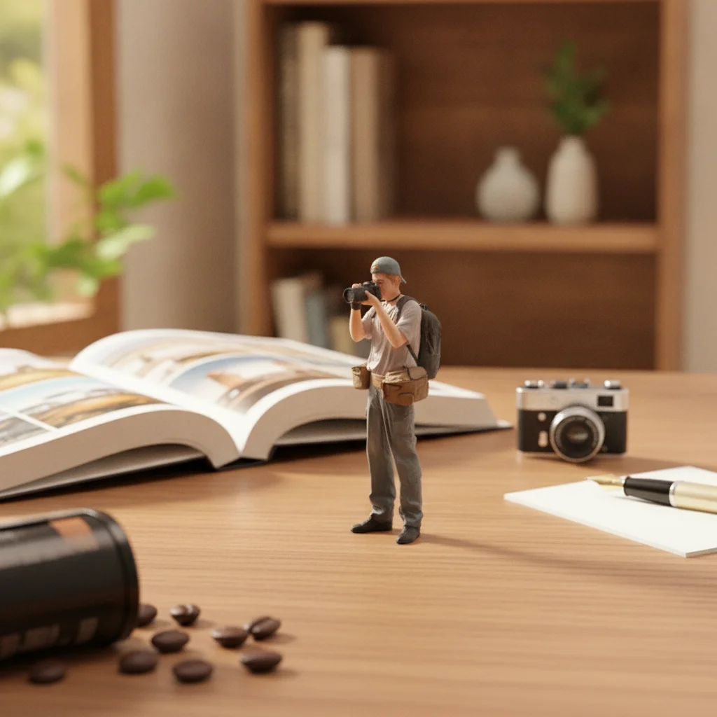 Photographer Figurine Detailed Photographer Miniature Scene Model Collectible for Hobbyists, Diorama