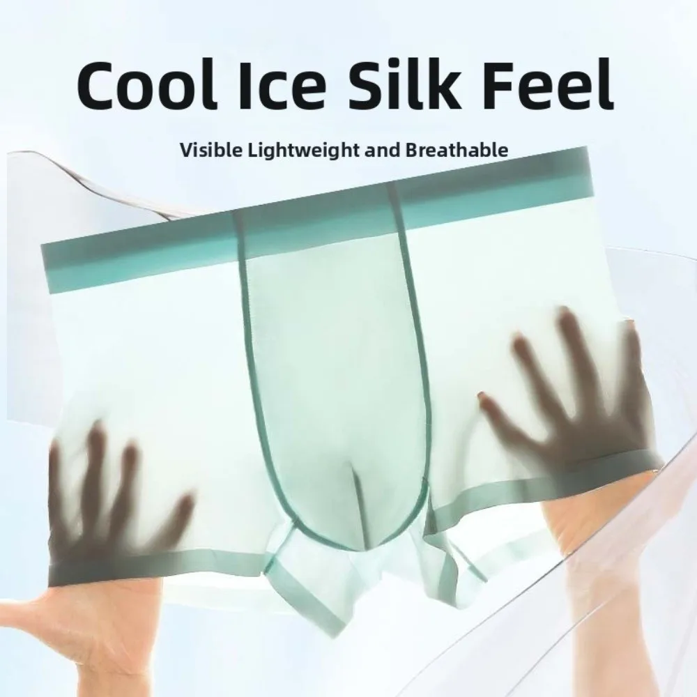 

Breathable Underpants Men Boxer Briefs Solid Color Lingerie Ice Silk Boxers Thin Underwear Underwear for Men Male