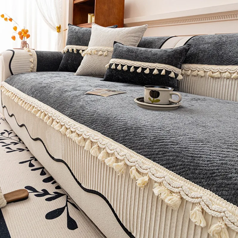 1 piece of luxurious shaped Snow Neale sofa cushion all season anti slip seat cushion straight row cover cloth sofa dust cover