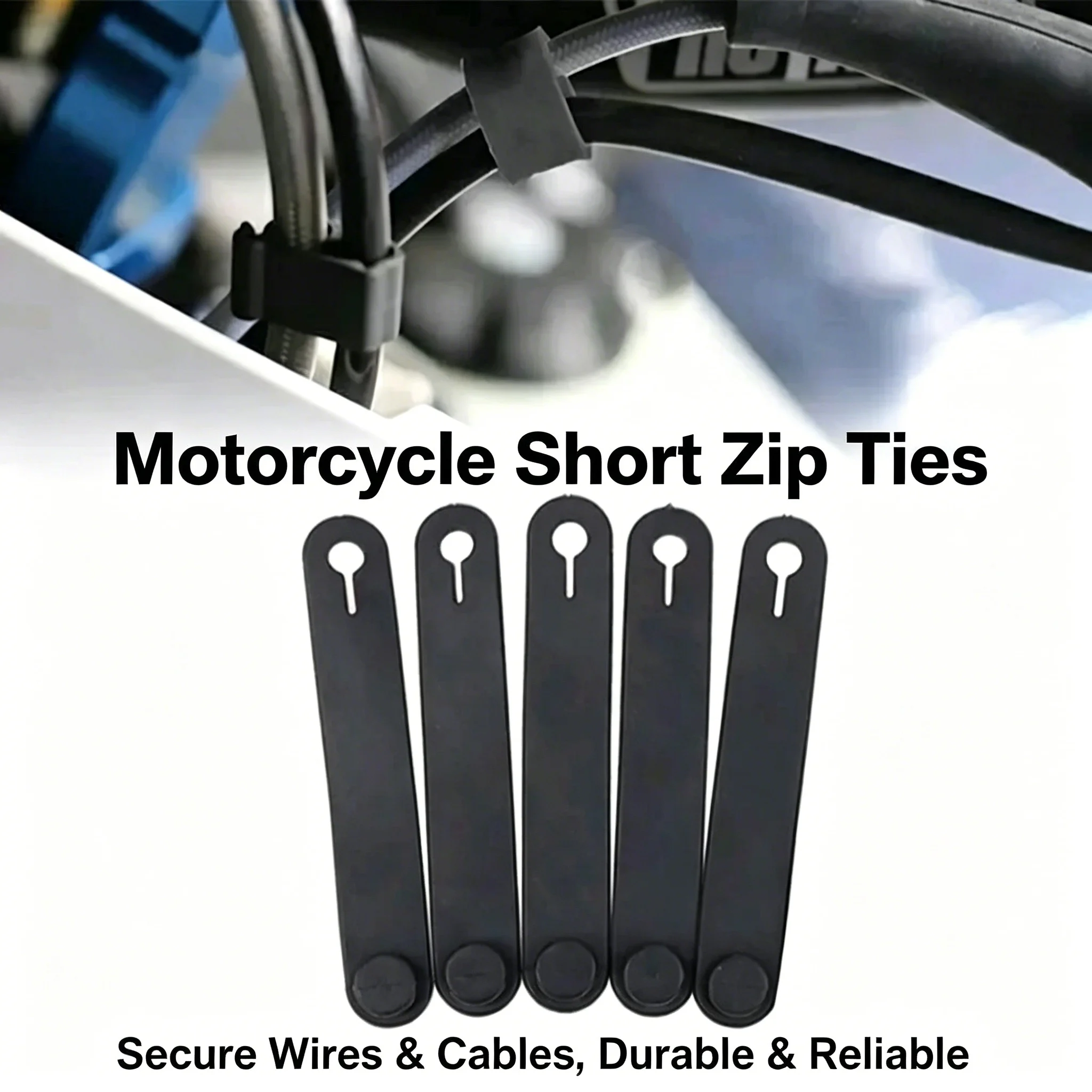 5pcs Universal Black Rubber Bands for Motorcycle Frame Heavy Duty Cable Ties Wiring Harness Straps