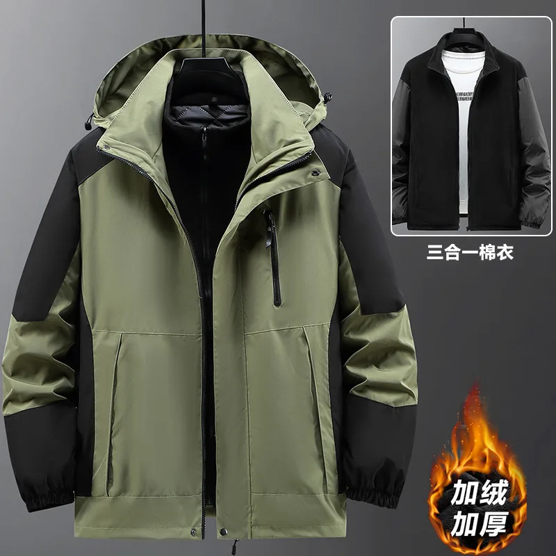 170KG Two-piece Waterproof Trench Jacket Men Winter Thick Windbreak Jackets Plus Size 12XL Fashion Casual Cargo Camping Jacket