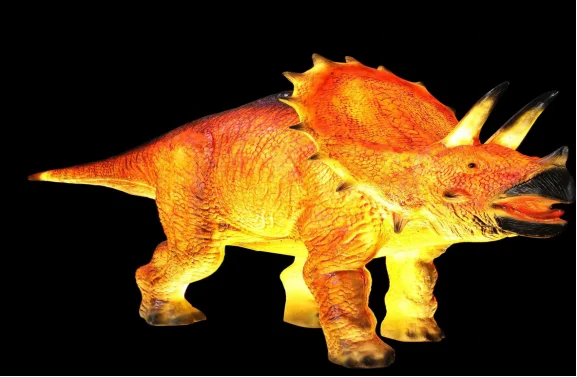 Outdoor Indoor Christmas LED Fiberglass Resin Dinosaur Sculpture Decorative Garden Light IP65 Waterproof Customized Color Solar