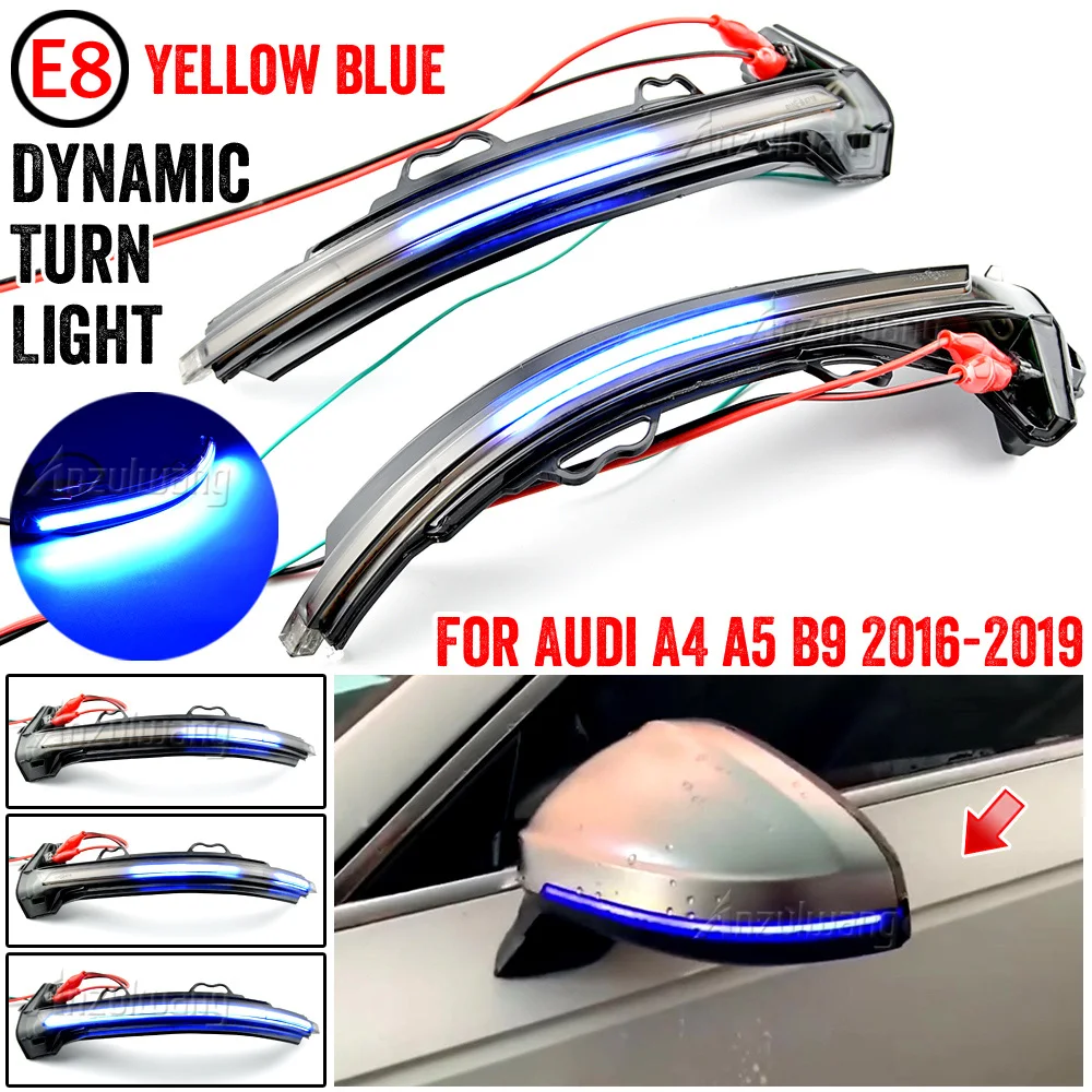 

2pcs For Audi A4 B9 Quattro 2017 up Side Mirror Lights indicator flasher Dynamic Blinker LED Turn Signal