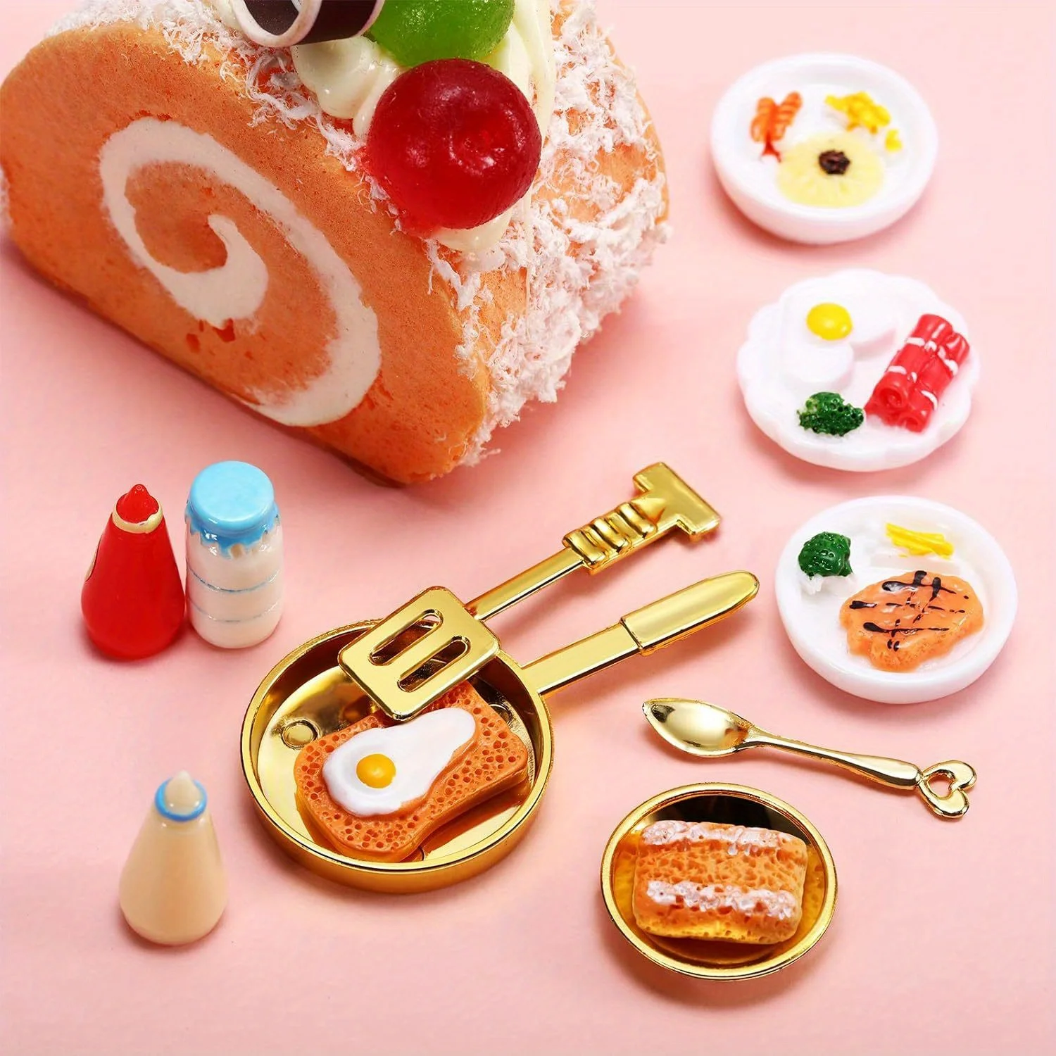 Miniatur-Lebensmittelspielzeug, gemischte Lebensmittel aus Kunstharz, Puppenküche, vorgeben, Spielzeug, geeignet für Puppenhaus, Küchenspielzeug, Miniatur-Lebensmittel aus Kunstharz – Detail 6